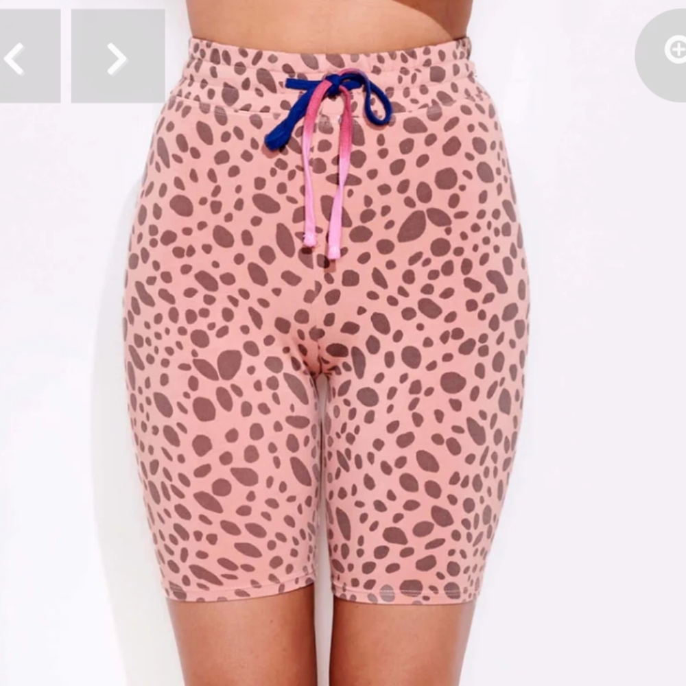 Pink Leopard Print Women's biker Shorts